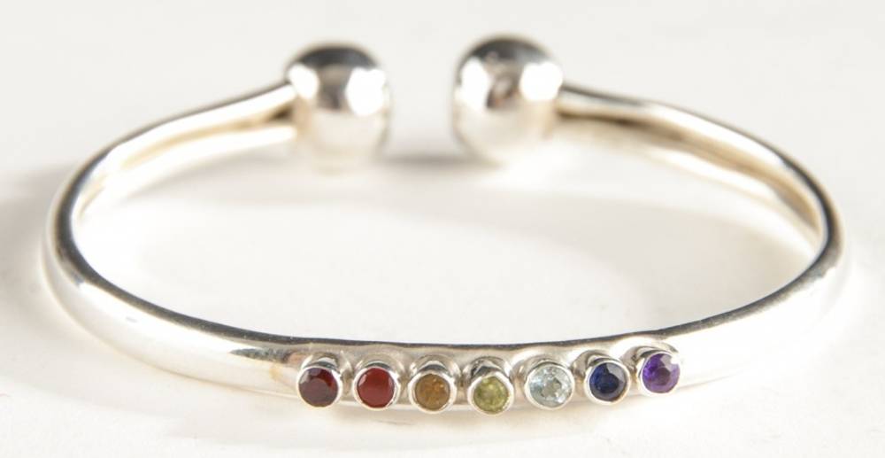 Flexible Chakra bracelet 925 Sterling silver