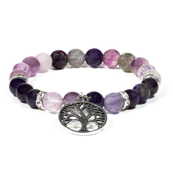 Hovedbilde Armbånd fluoritt - ametyst og ...