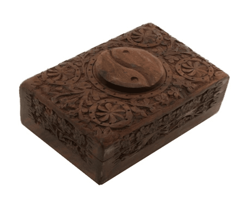 Tarotkort eske-Yin Yang Woodcarved
