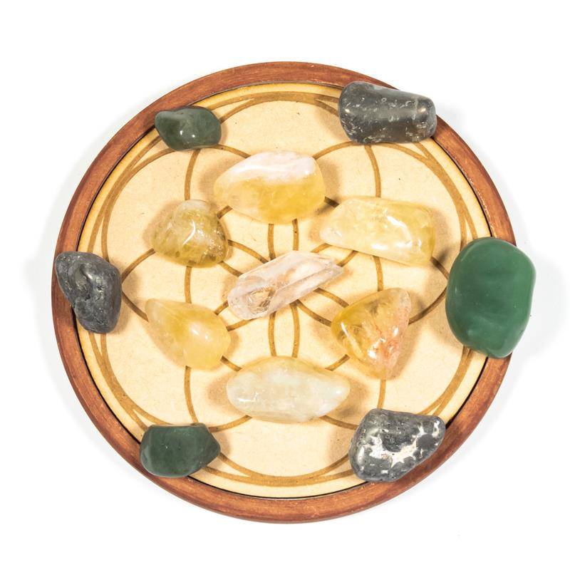 Krystall Sett Overflod - Crystal Grid-Prosperity - Livets Blomst