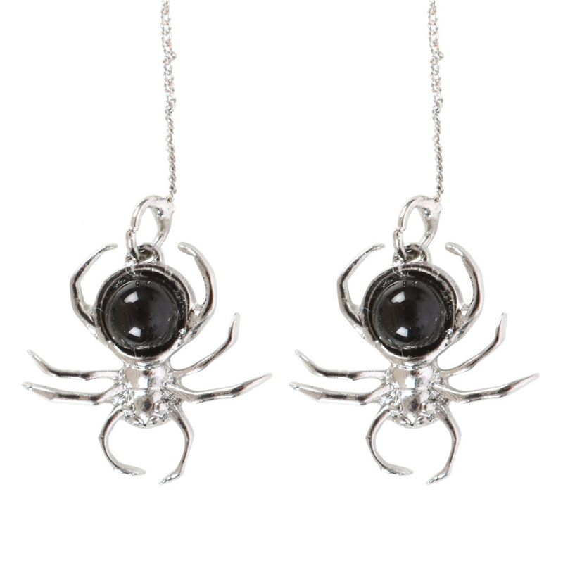 Øredobber Sort Obsidian - Black Obsidian Spider Threader Earring