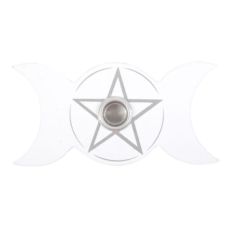 Lysholder White Triple Moon  for Ritual Spell Candle